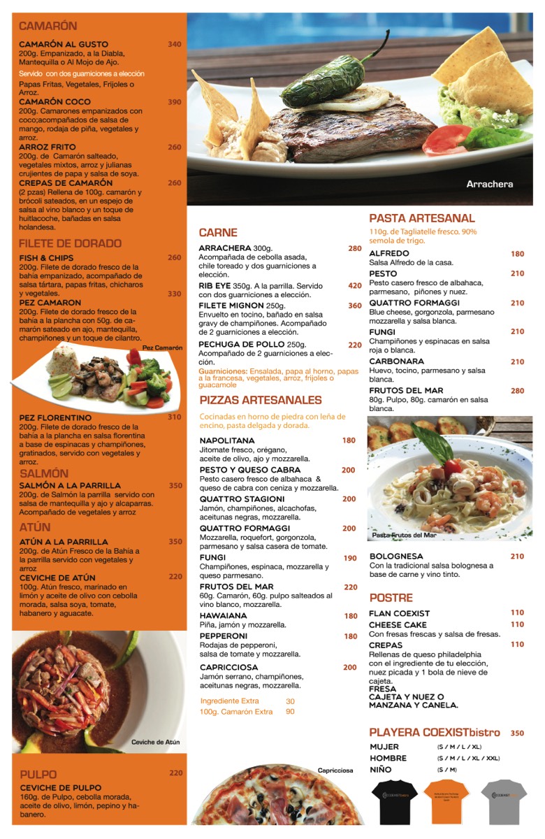 Menu Para Cena en Vallarta Hotel Rio Malecon Vallarta